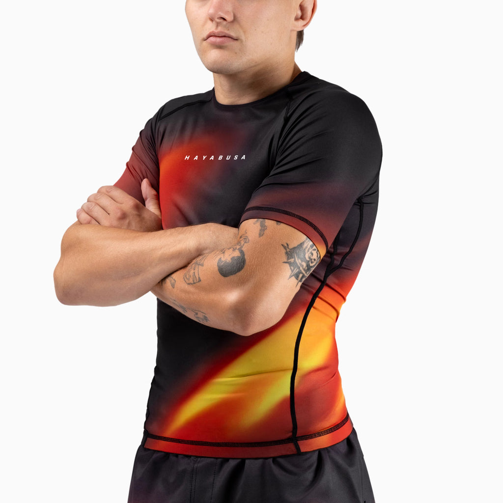 Hayabusa Men´s Apex Nova Short Sleeve Rash Guard - Sunburst Orange